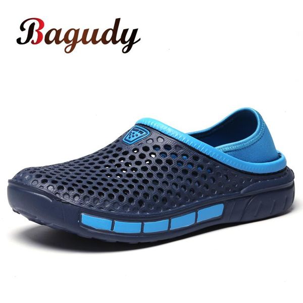 

sandals men's shoes breathable spring summer slip-on men casual comfortable lightweight hollow rubber sneakers male, Black