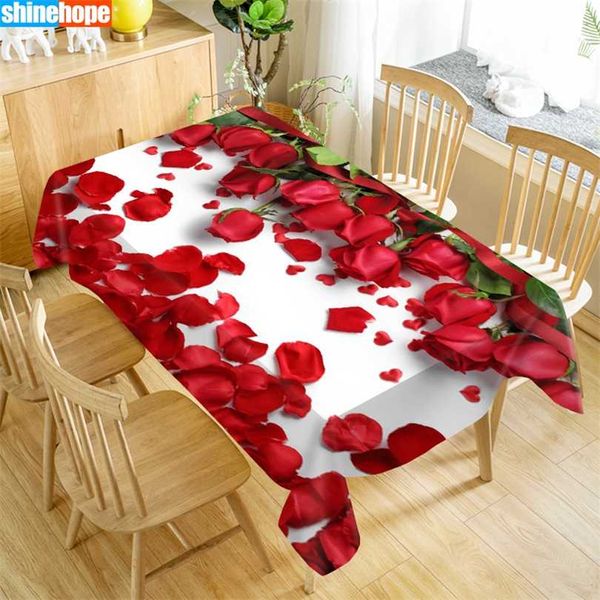 1 pcs casamento toalha de mesa buquet de pano rosa flores vermelhas festa de aniversário jantar para casa Decortion 211103