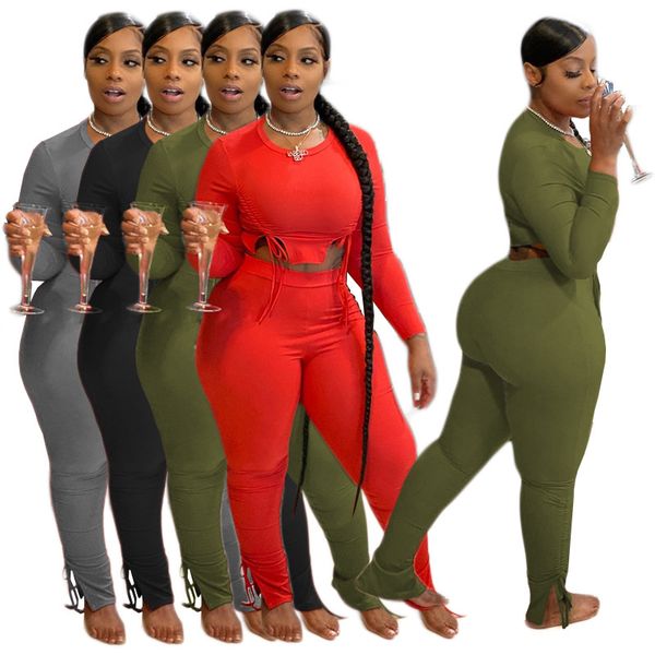 

women's two piece pants wholesale items bulk lots long sleeve outfits set casual solid bind tracksuit fashion slit trousers clothing m7, White