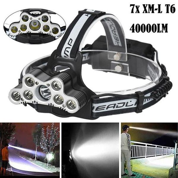 

powerful led headlight headlamp 5led t6 head lamp 4000lumens torch light 18650 battery for camping, fishing portable lanterns