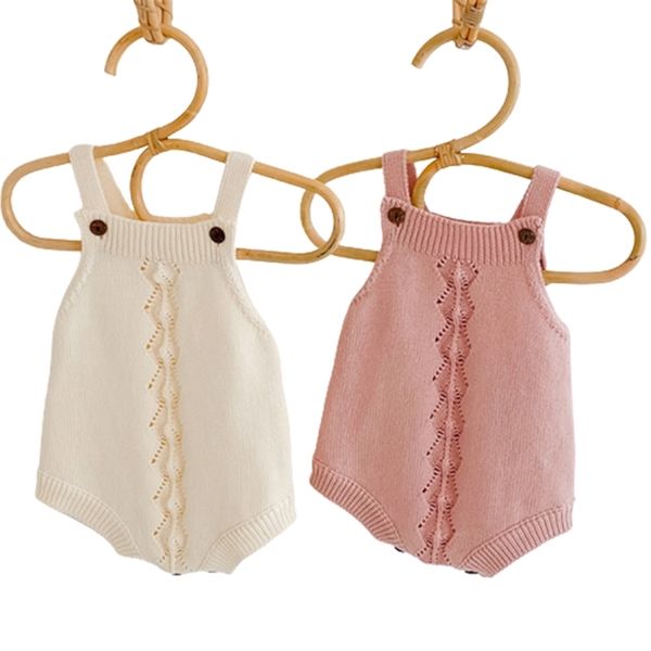

born boys girls knitting prismatic patter romper knitted rompers sleeveless jumpsuit one-piece outfits baby clothes 210417, Blue