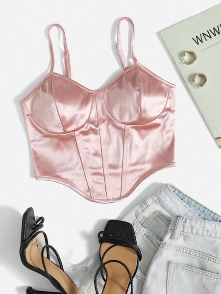 

curved hem satin cami r1zt#, White