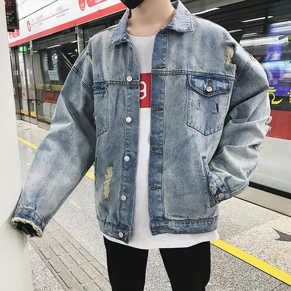 

men's jackets fashion hooded mens jeans jacket wing embroidery denim distressed and coats sweatshirt sleeve clothing jj11, Black;brown