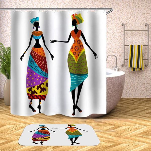 

shower curtains african women curtain bathroom drop waterproof fabric