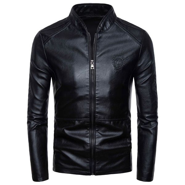 

men's jackets spring autumn fashion motorcycle faux leather coat men's stand collar jacket, Black;brown