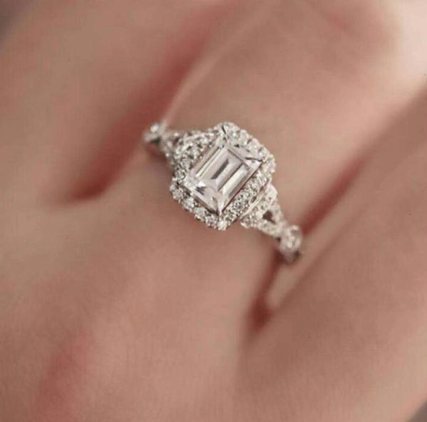 

cluster rings pure 925 sterling silver jewelry for women enamel cut cube diamond wedding engagement luxury, Golden;silver