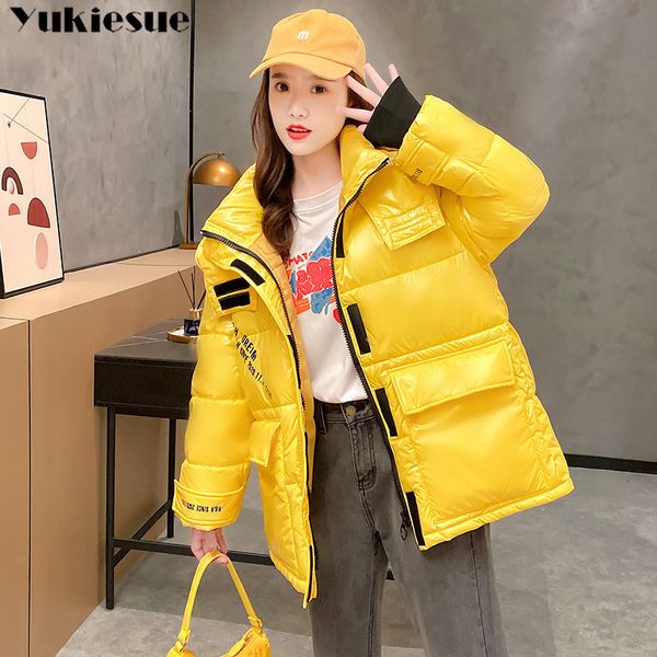 

winter hooded down parka coat women cotton jacket ladies warm loose cotton-padded s female short overcoat 210518, Black