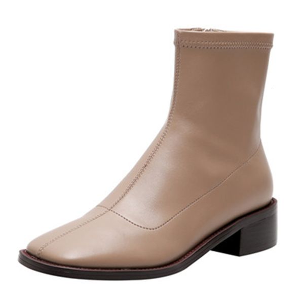 

asumer arrive for woman square toe down shoes comfortable spring fall short boots ladies, Black