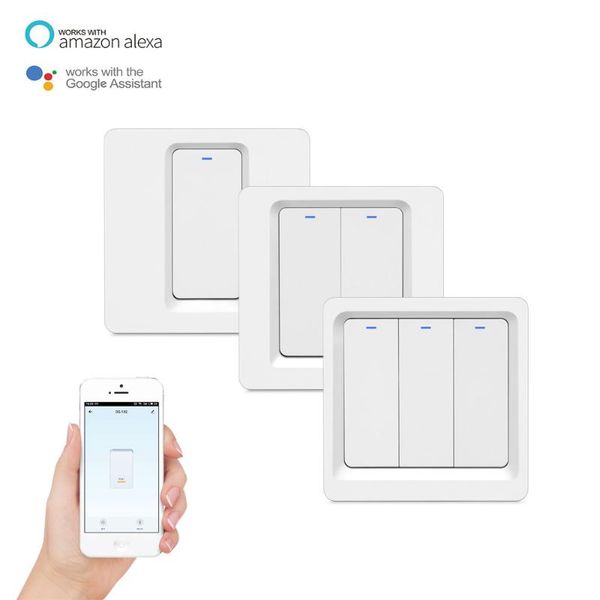 

smart home control eu standard wall light wifi switch alexa voice press button 1/2/3 gang touch wi-fi wireless power