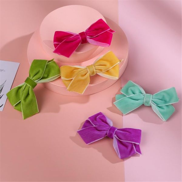 

hair accessories 0bows velvet clips for girls fashion bowknot hairpins women baby lovely bow barrettes, Slivery;white