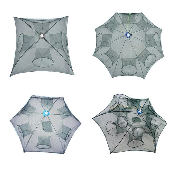 

strengthened 4-20 holes automatic fishing net shrimp cage nylon foldable fish trap cast folding network accessories