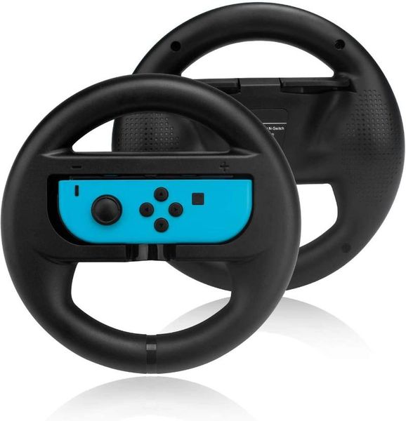 

game controllers & joysticks techken joycon steering wheel (set of 2) compatible with switch joycons (2black)