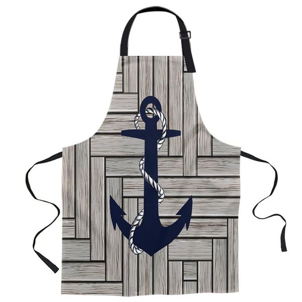 

aprons wood texture marine anchor printed kitchen cooking baking canvas sleeveless for women man kids home delantal cocina