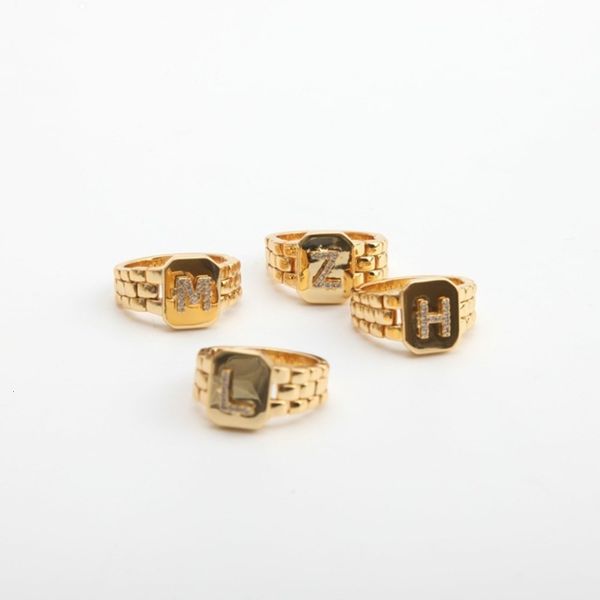 

gold alphabet diamond ring strap design, Black
