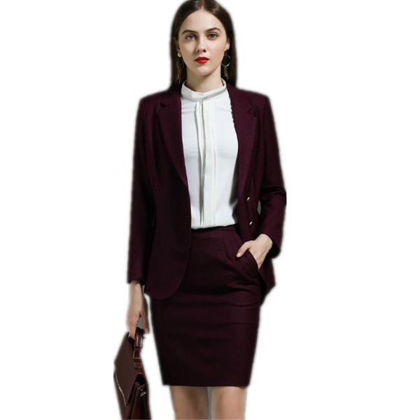

two piece dress women skirt suits office lady suit set spring autumn formal blazer jacket business professional work wear uniform, White