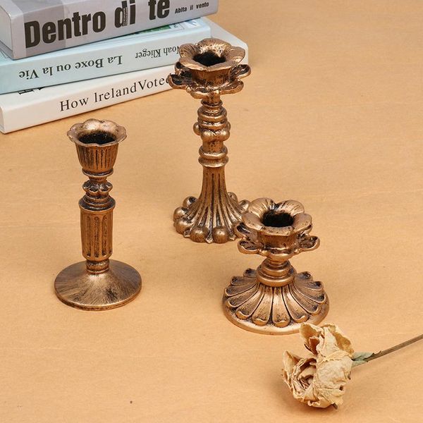 

candle holders gold retro antique holder resin candlestick sconce nostalgic french stick rack home decor pography props