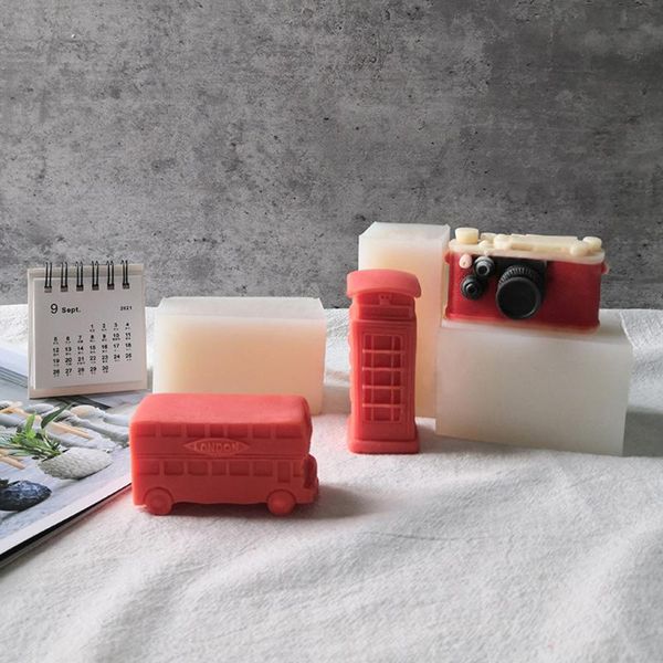 

craft tools 3d bus phone booth candle mold handmade diy creative aroma resin cake decoration silicone wax