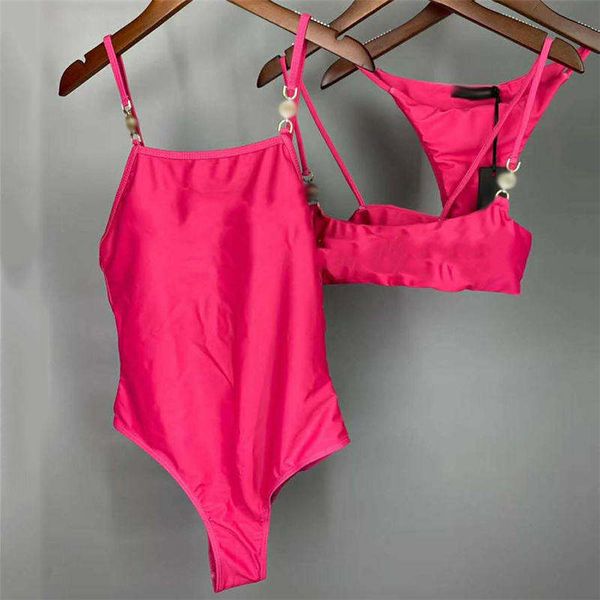 

fashion womens bikinis swimsuit metal letter one piece swimwear halter ladies bikini set with label, White;black