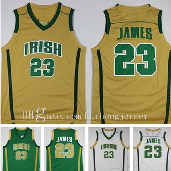 

mens 2002 james jerseys st. high school irish retro college king basketball shirts vincent mary lbj #23 little emperor stitched jersey, Black;red