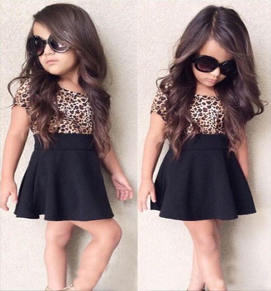 

baby girls kid summer dress clothes leopard short sleeve mini 1 6t, White