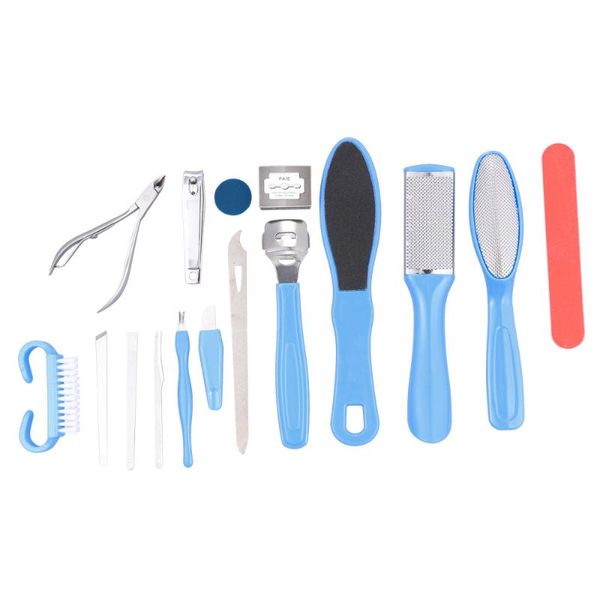 

nail art kits 16pcs pedicure set multifunctional foot file exfoliator dead skin remover grinder accessories blue