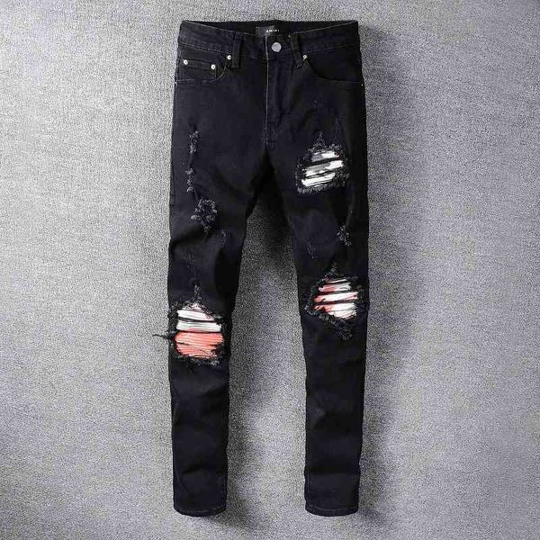 

fashion jeans men's black wash and paste cloth hip hop pants, Blue