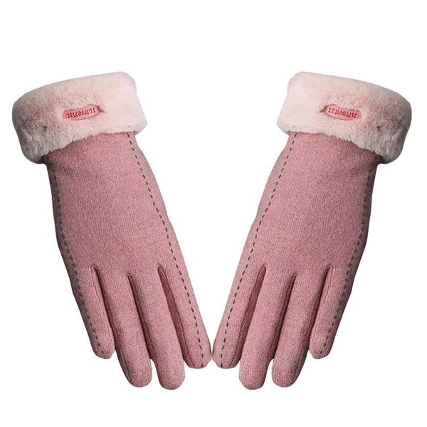 

five fingers gloves drop ship women winter warm wool female ladies elegant velvet riding phone play, Blue;gray