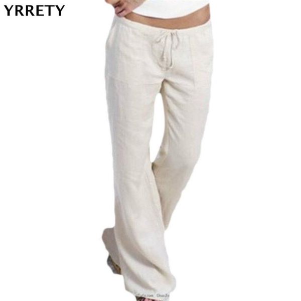 

women's pants & capris yrrety women wide leg elastic waist ladies autumn casual wear fashion ankle-length trousers mujer loose, Black;white