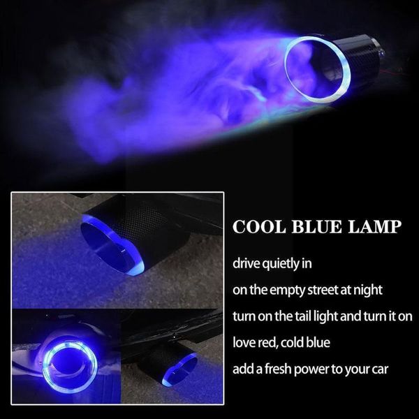

manifold & parts universal car led exhaust tip pipe red/blue light flaming throat straight tail outlet single modified a9l6
