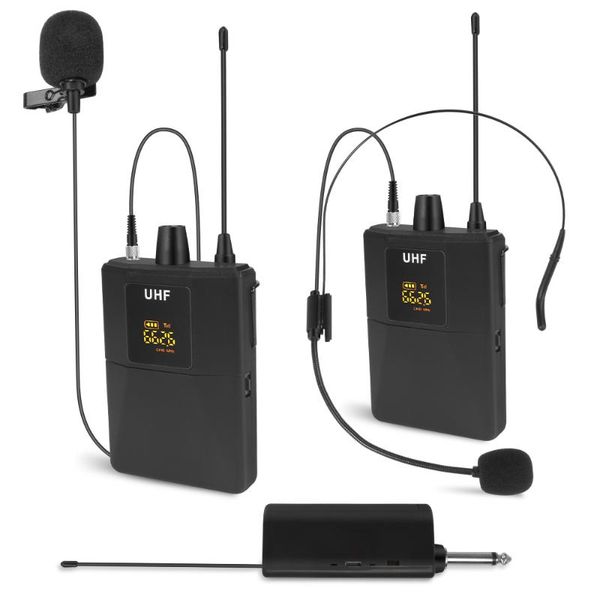 

microphones dual wireless lavalier lapel mic professional headset uhf 164ft receiver rechargeable for camera youtube vlogging recording