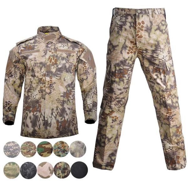 

hunting sets camouflage tactical uniform outdoor paintball training combat military uniforms suit bdu jacket + pant set, Camo