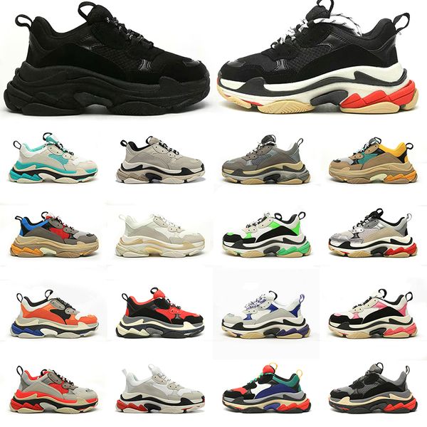 

triple s men women designer casual shoes platform sneakers black white dark grey pastels split multi fuchsia beige taupe allover mens traine