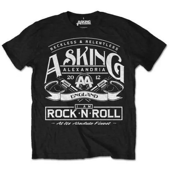 

asking alexandria rock n 'roll official t-shirt men unisex, White;black