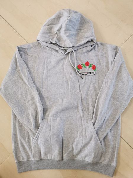 

winter fleece hoodies for men women sweatshirts oversize rose embroidery hoodie usa size xl, Black