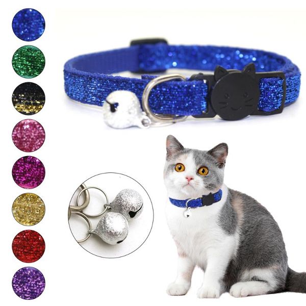 

cat collars & leads 8 color cute bell collar for cats dog teddy bomei cartoon funny footprint accessories animal goods