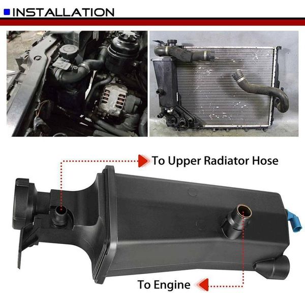 

towel radiator coolant overflow expansion tank bottle reservoir with sensor and cap for- 17137787039 17117573781