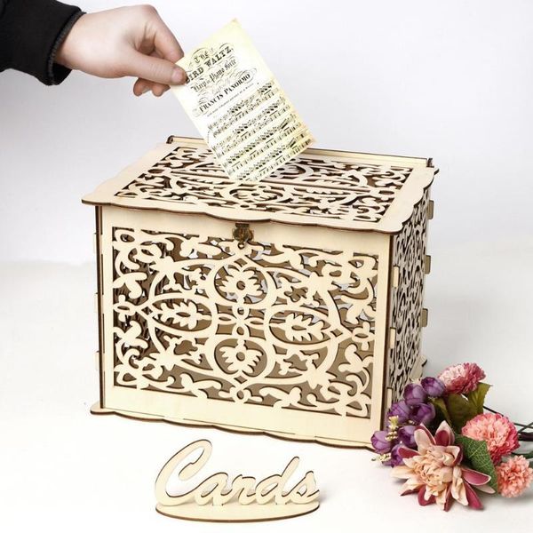 

gift wrap diy wedding card box wooden money with lock beautiful decoration supplies for birthday party