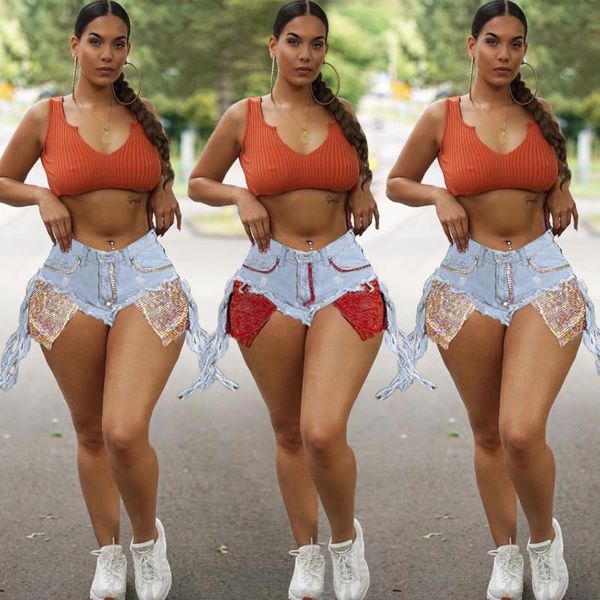 

plus size summer women's denim shorts high waisted jeans for women short pants, Blue