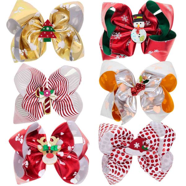 

hair accessories baby girls christmas barrettes bow clips kids shiny grosgrain bows with clip children girl snowman elk xmas tree pins pin a, Slivery;white