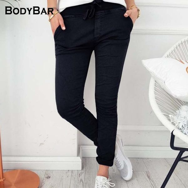

women's pants & capris 2021 spring pant for ladies high waist elastic pencil female trousers 2xl skinny tight joggers fitness trouserts, Black;white