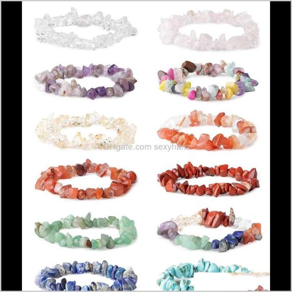 Link, Chain Bracciali Gioielli Drop Delivery 2021 Link Natural Colorful Irregular Stone Chakra Bracciale Corda elastica fatta a mano Fguyj