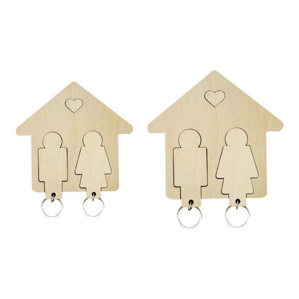 

keychains romantic couple keyring holder wall door lovers key chain pendant stand diy birthday xmas jewelry gift, Silver