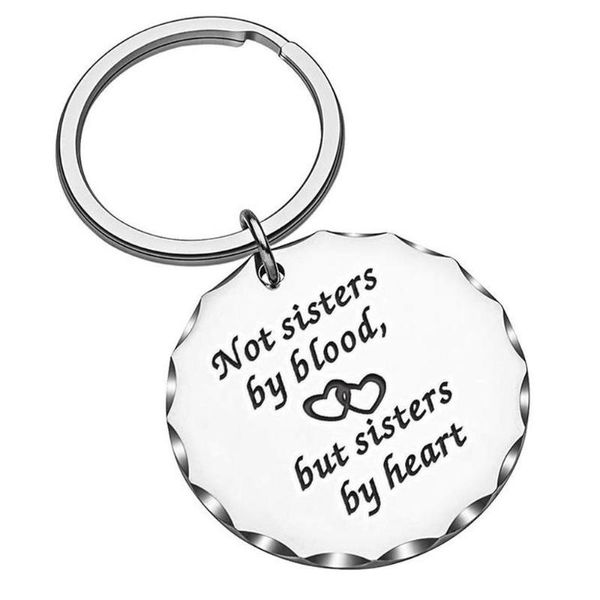 

keychains fashion friendship key chains jewelry gifts for friend sister women girls "not sisters by blood but heart" keyring, Silver
