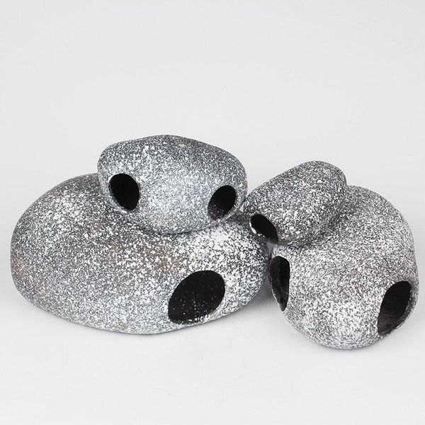 

decorations aquarium cichlid stones eco-friendly resin rock fish cave shrimp shelter tank stone decoratives with holes breeding