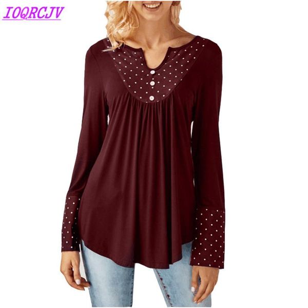 

women's t-shirt long-sleeved for women 2021 spring and autumn polka dot print tees plus size female slim ioqrcjv h319, White