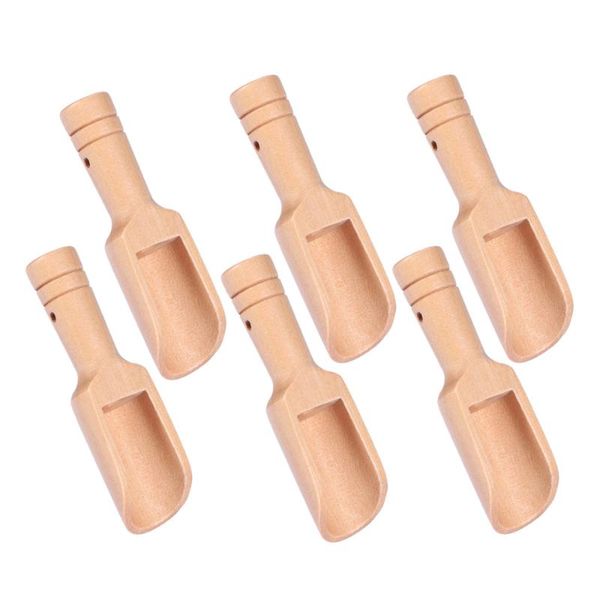 

spoons 2pcs wooden round handle scoop teaspoon small salt shovel powder scoops