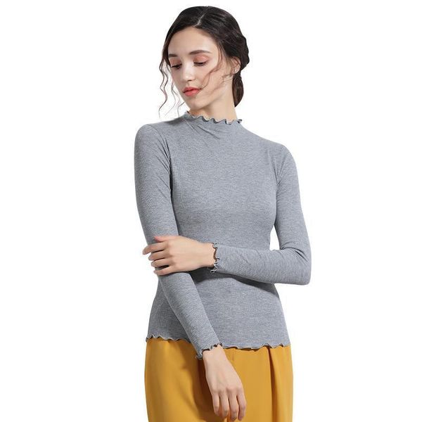 

winter spring long sleeve women t shirt warm tshirts fashion slim cotton, White