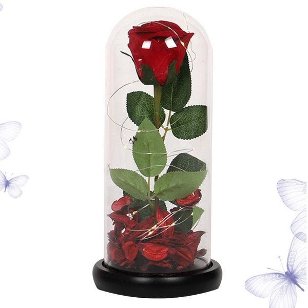 

gift wrap glass cover led light simulation immortal rose deskornament valentine's day present home decor for lady without batter