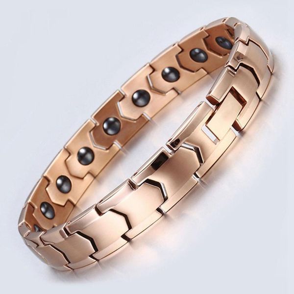 

link, chain fashion kpop health care women men magnetic bracelets titanium steel germanium couple ornament strap birthday gift improve sleep, Black