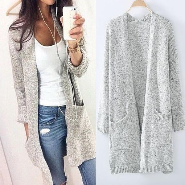 

women's jackets casual long oversized coat lady loose sweater jumper female knitted cardigan pull femme, Black;brown